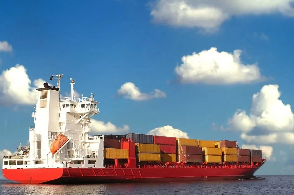 Container ship at sea